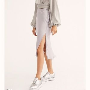 Free people sweet talker silk midi slip skirt